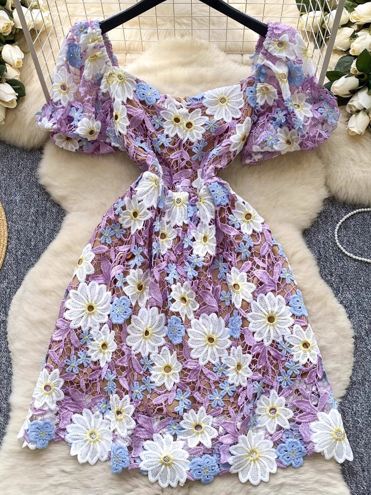 Elegant Flower Embroidery Lace Hollow Out Prom Dresses - Afbeelding 2