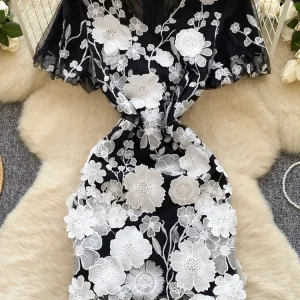 Women Short Sleeve Party Bodycon Prom Dress