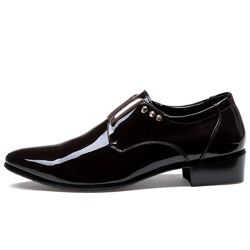 Patent Leather Glossy Pointed Toe Slip-on Dress Men Dress Shoes - Afbeelding 6