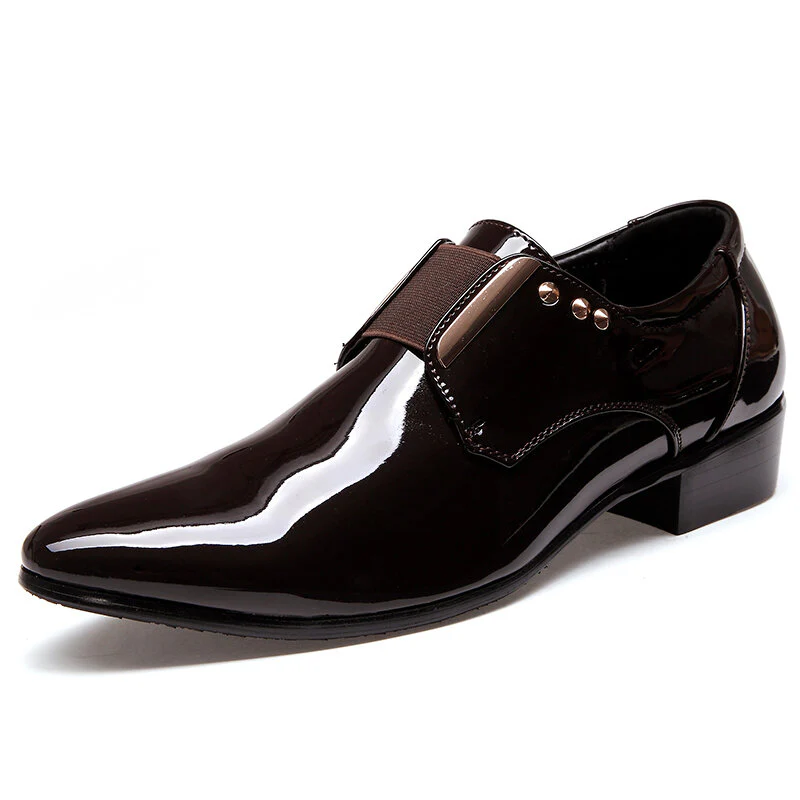 Patent Leather Glossy Pointed Toe Slip-on Dress Men Dress Shoes - Afbeelding 4