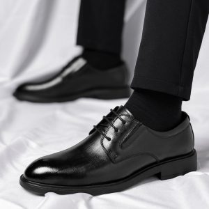 Black Elevator Shoes Men Dress Shoes 3/6/8 CM