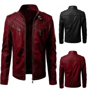 Casual Leather Stand-up Collar Jacket Coat