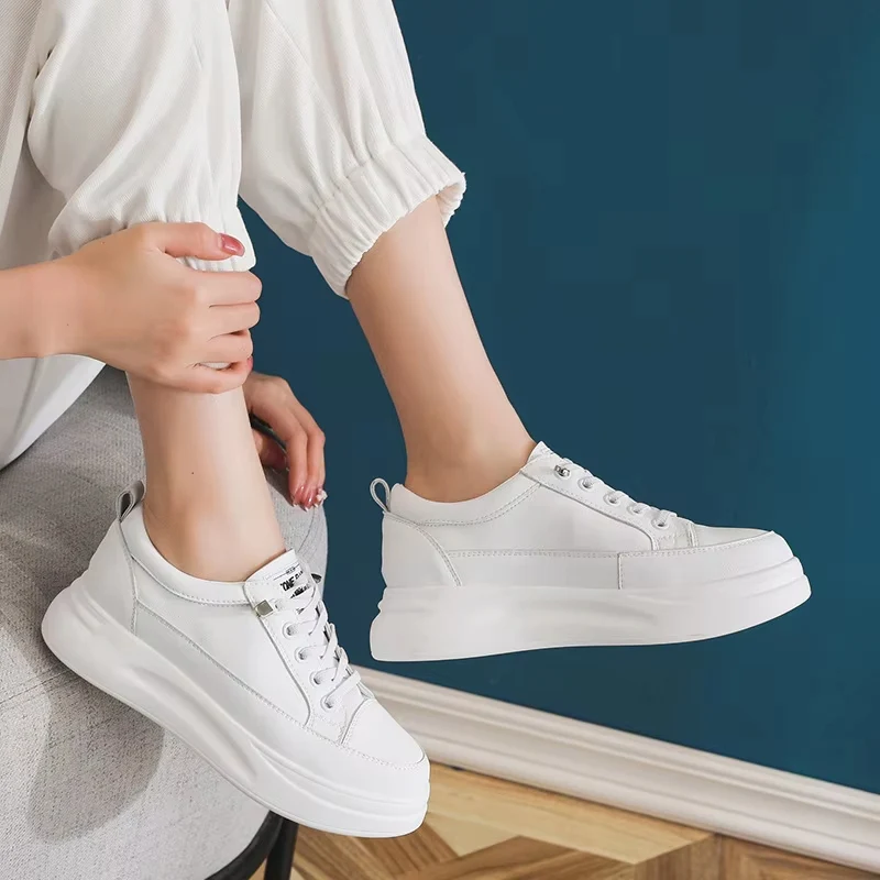 Versatile White Sneakers 4.5cm Platform Flats - Afbeelding 7
