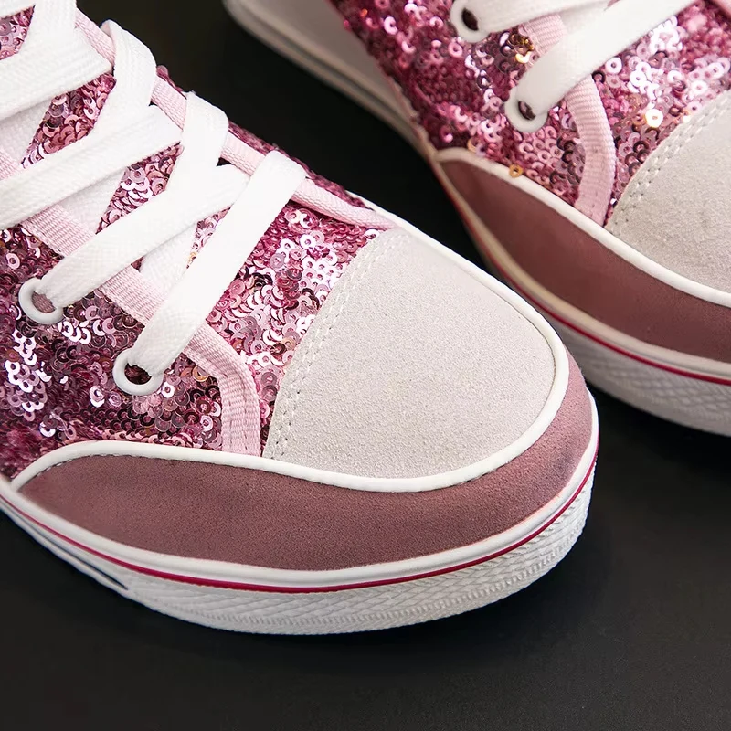 Glitter Sequins High Top Women Height Increasing Wedges Shoes - Afbeelding 9