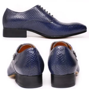 Men Leather Oxford Shoes Snake Skin Print Business