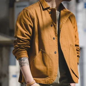 Men Work Wear Cotton Coats Multi Pocket Jacket