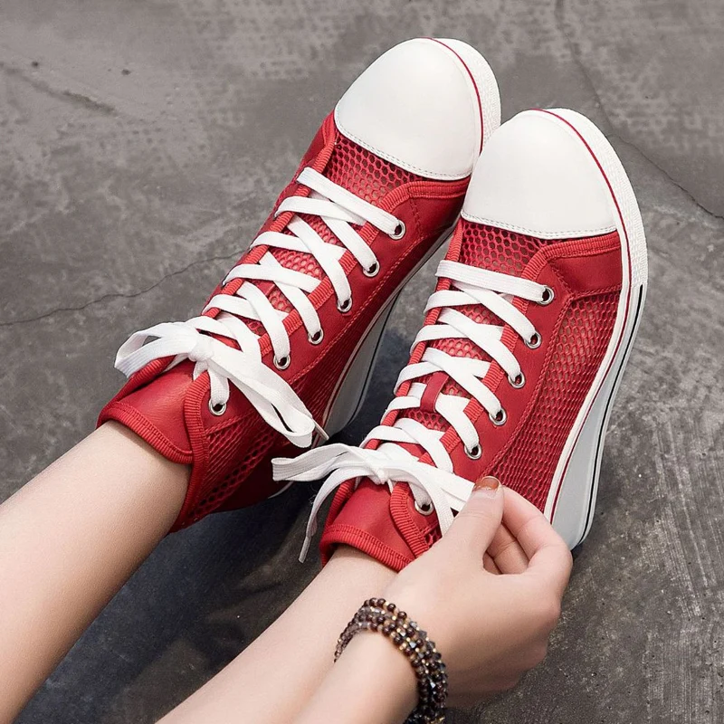 Fashion Black White Pink Stealth Increase High-top Sneakers - Afbeelding 4