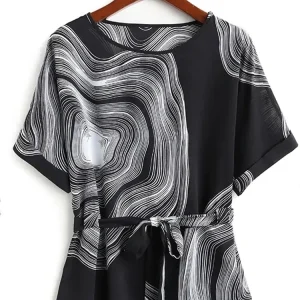 Vintage Chiffon O-Neck Women Striped Blouse