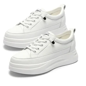 Versatile White Sneakers 4.5cm Platform Flats