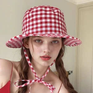 Vintage Plaids Bucket Hats Protection UV Protection Sun Hat
