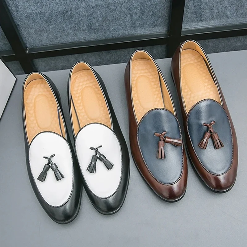 Men Loafers Mix-colours Business Prom Dress Shoes