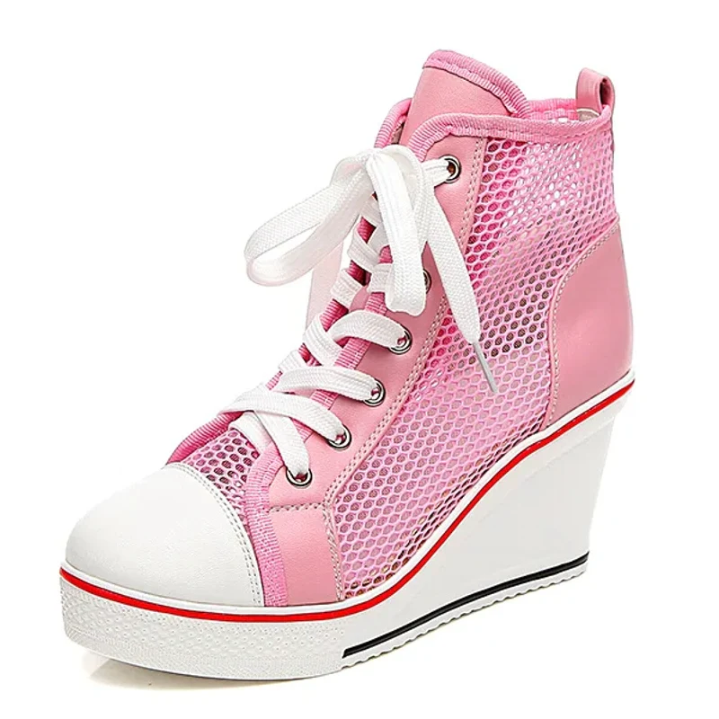 Fashion Black White Pink Stealth Increase High-top Sneakers - Afbeelding 6
