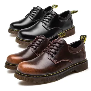 Men Genuine Leather Round Toe Walking Shoes