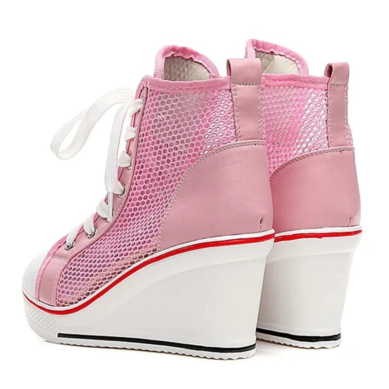 Fashion Black White Pink Stealth Increase High-top Sneakers - Afbeelding 8