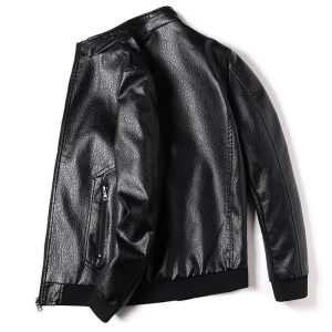 Men Coats Motorcycle Leather Jacket Winter Overcoat