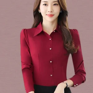 Solid Shirt Women Chiffon Dress Shirt