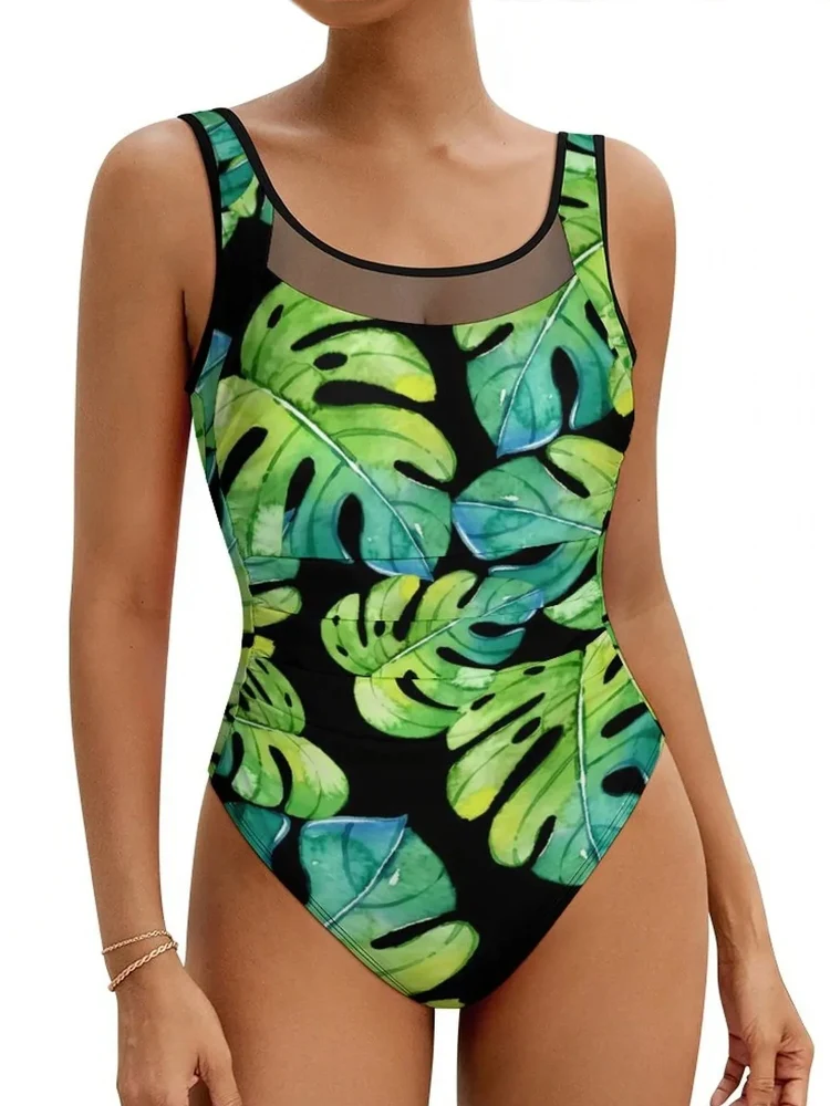Tropical Leaf Swimsuit Women Push Up Beach Wear - Afbeelding 2