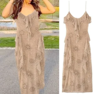 Sequin Midi Dress Woman Ruffle Long Dresses