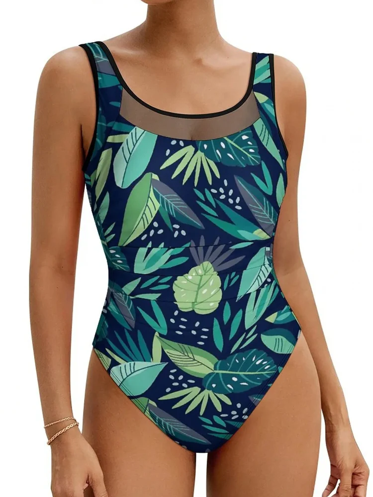 Tropical Leaf Swimsuit Women Push Up Beach Wear - Afbeelding 4