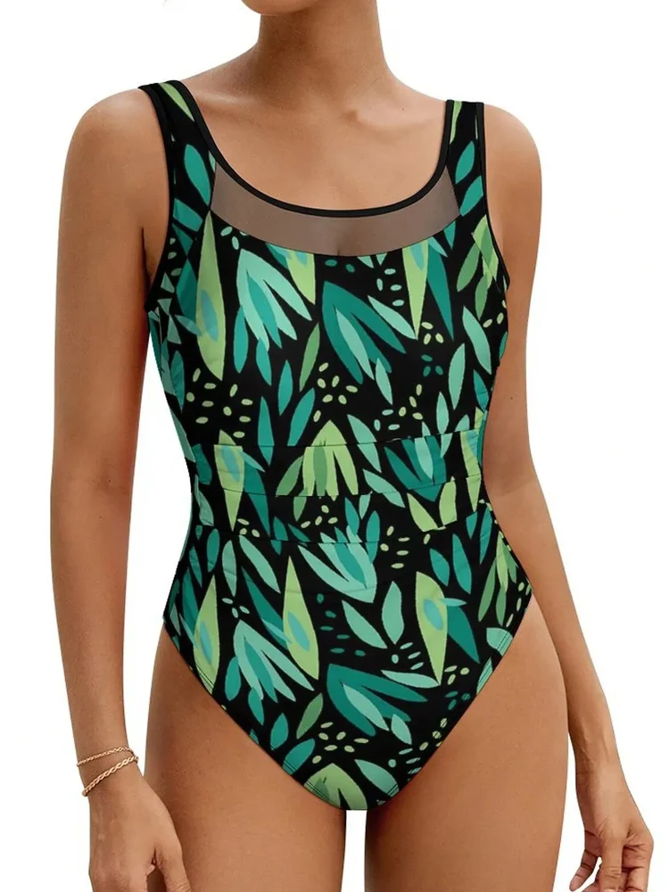 Tropical Leaf Swimsuit Women Push Up Beach Wear - Afbeelding 5