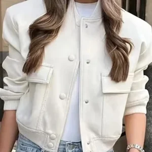 Short Jacket Women Autumn Cropped Aviator Coat