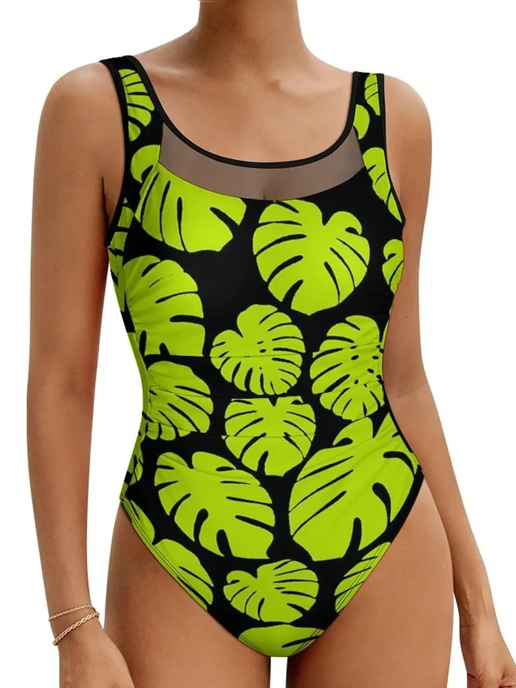 Tropical Leaf Swimsuit Women Push Up Beach Wear - Afbeelding 3