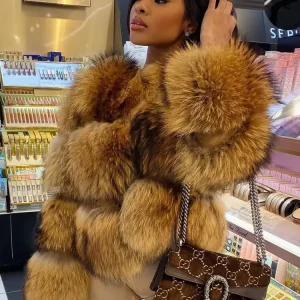 Women Faux Fur Coat Jacket Winter Warm Thick Fox Raccoon