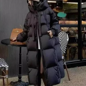 Women Long Loose Thick Fashionable Hooded Jacket