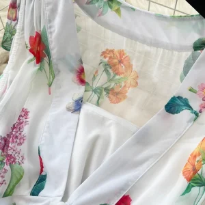Women Sleeveless Ruffles V Neck Chiffon Dress