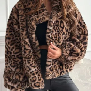 Fashion Leopard Printing Women Coats Jackets Cardigan Clothes
