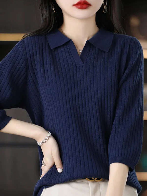 Women Cotton Polo Collar Blouse - Afbeelding 3