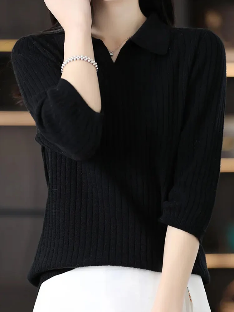 Women Cotton Polo Collar Blouse - Afbeelding 5