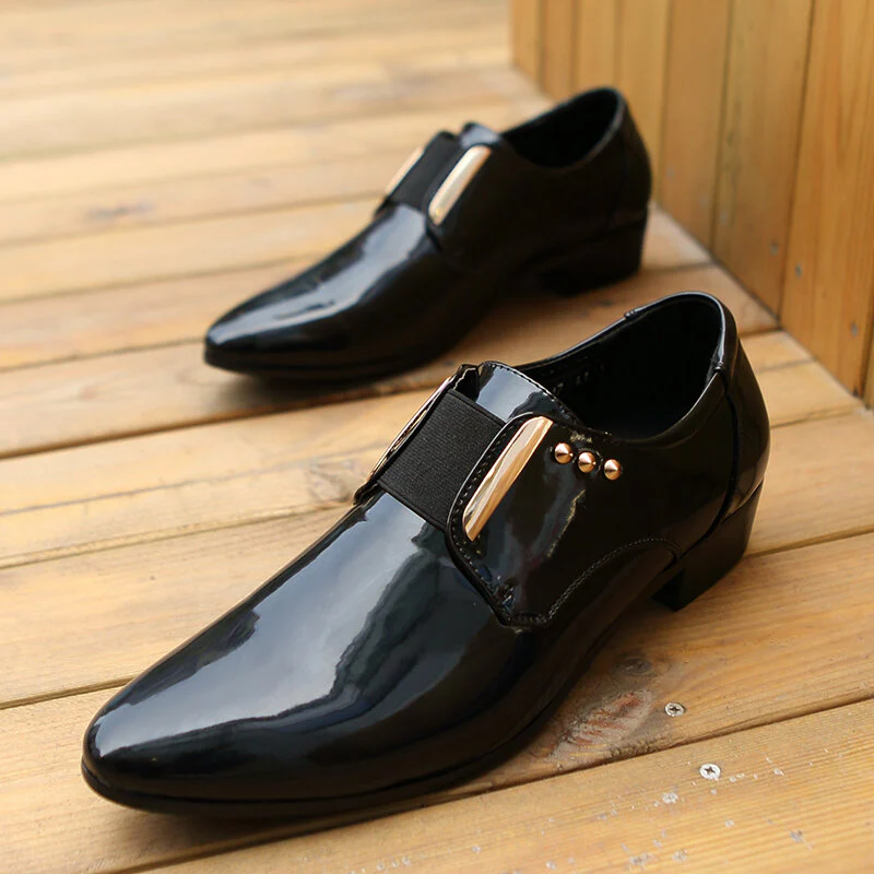 Patent Leather Glossy Pointed Toe Slip-on Dress Men Dress Shoes - Afbeelding 3