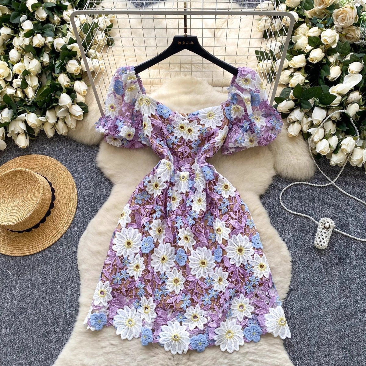 Elegant Flower Embroidery Lace Hollow Out Prom Dresses - Afbeelding 6