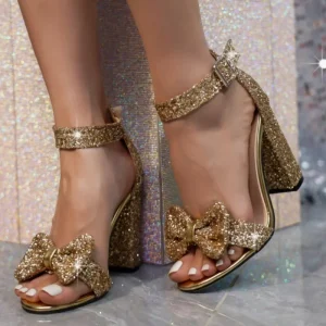 Fashion Shiny Crystal Bowknot Pumps Sandals