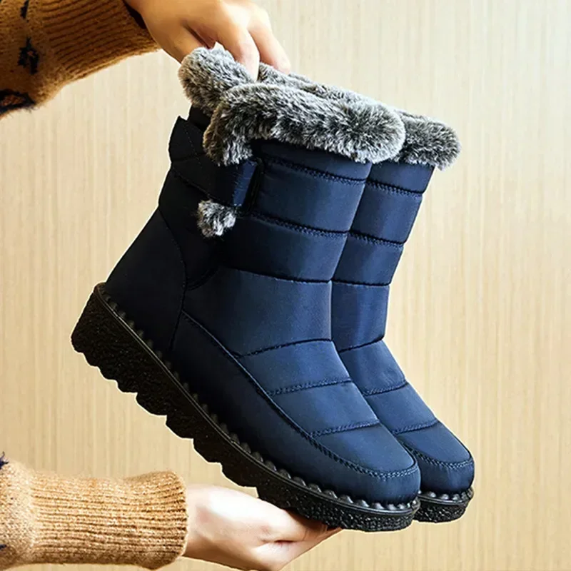 Faux Fur Long Plush Snow Boots Waterproof Winter Boots - Afbeelding 3