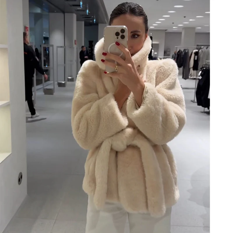 Faux Fur Plush Jacket Women Fluffy Demi-season Jackets - Afbeelding 8