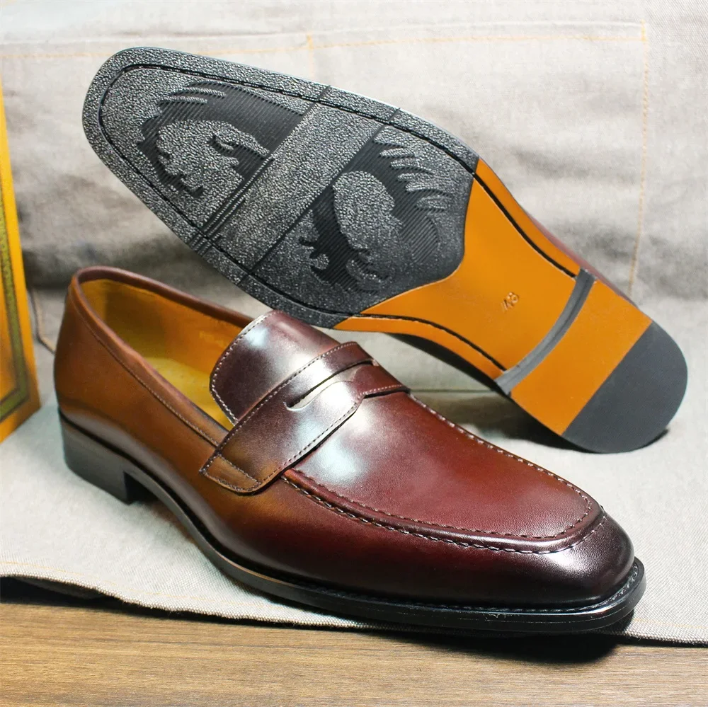 Genuine Calf Leather Loafers Men Dress Shoes