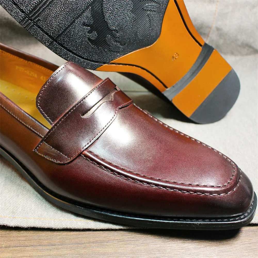 Genuine Calf Leather Loafers Men Dress Shoes - Afbeelding 7