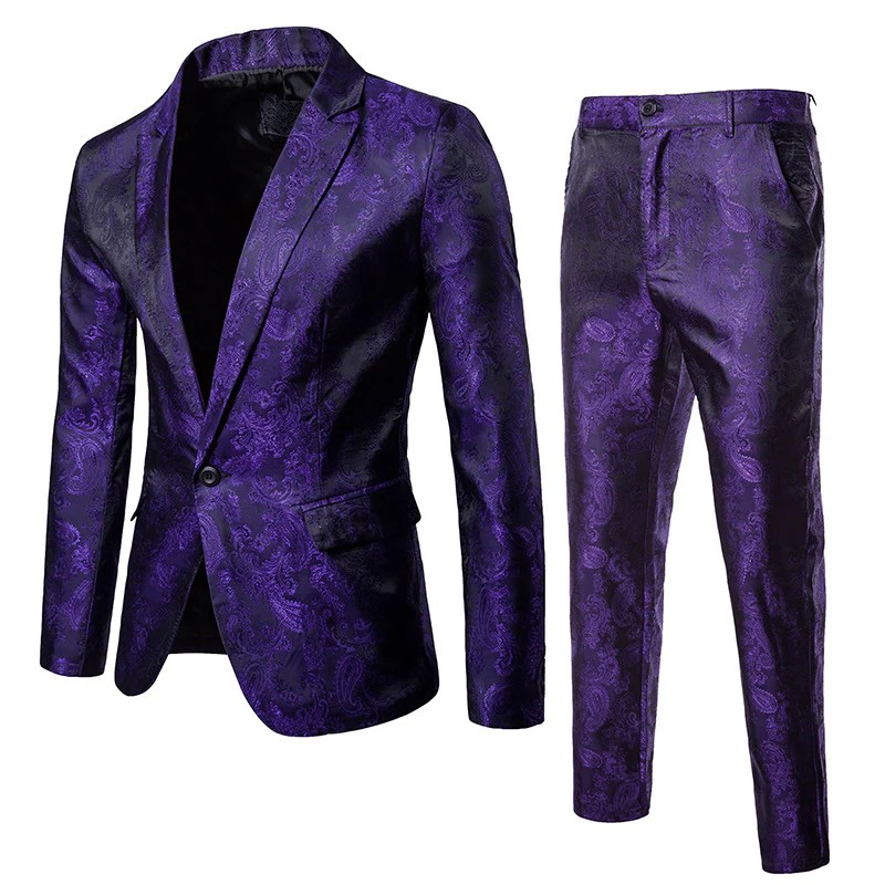 Luxury Tuxedo Dress Men Party Jacquard Suit and Pant Set - Afbeelding 5