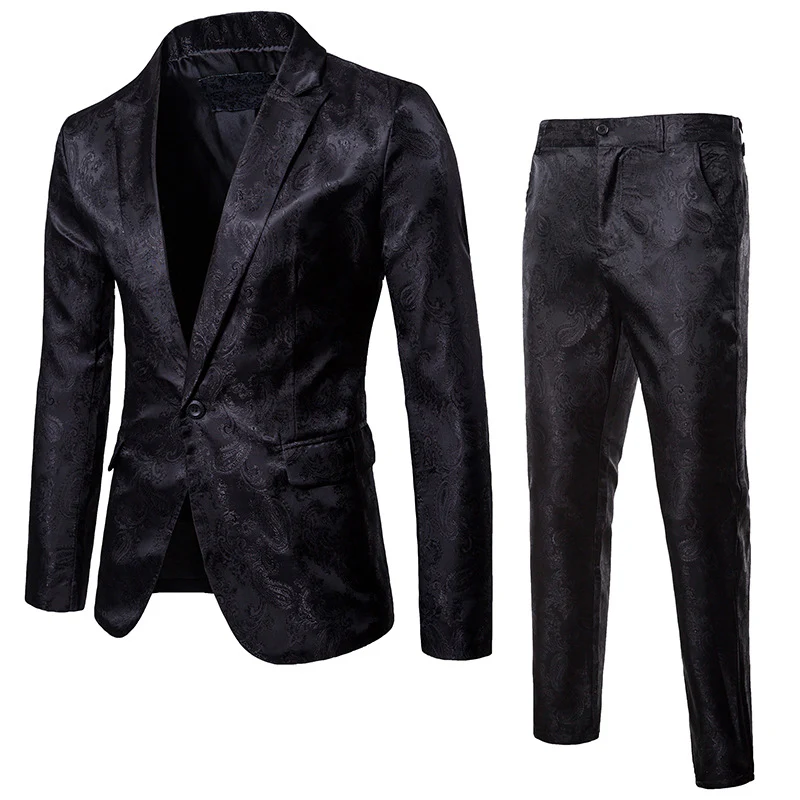 Luxury Tuxedo Dress Men Party Jacquard Suit and Pant Set - Afbeelding 6