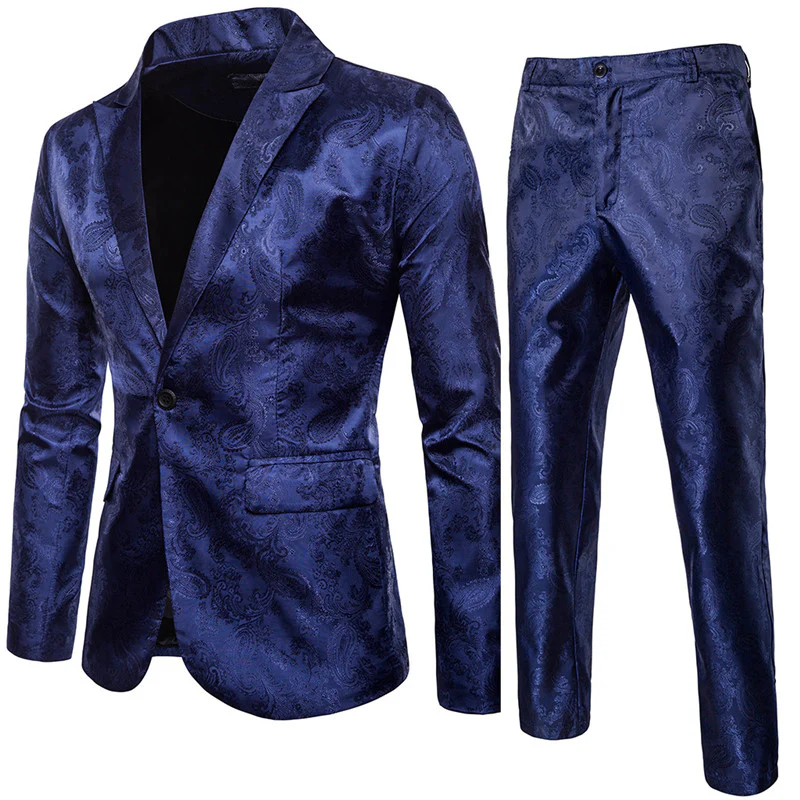 Luxury Tuxedo Dress Men Party Jacquard Suit and Pant Set - Afbeelding 7