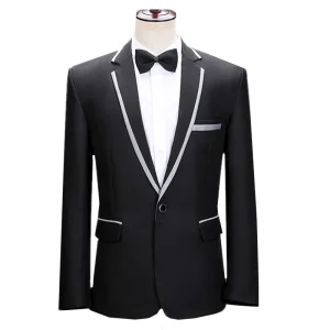 Men Luxury Wedding Party Blazer Black , White Jacket