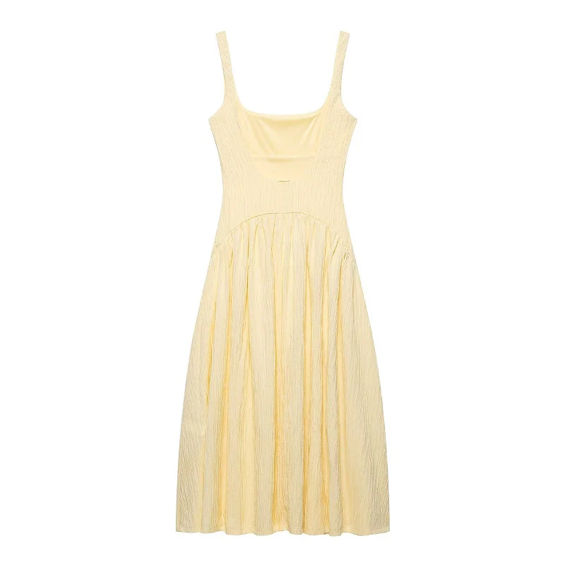 Pleated Slip Midi Dress Women Elegant Party Long Dresses - Afbeelding 5