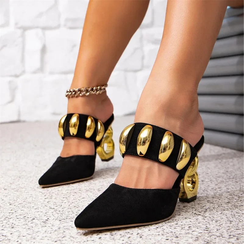 Pumps Sexy Pointed Toe Metal Decor High Heels - Afbeelding 3