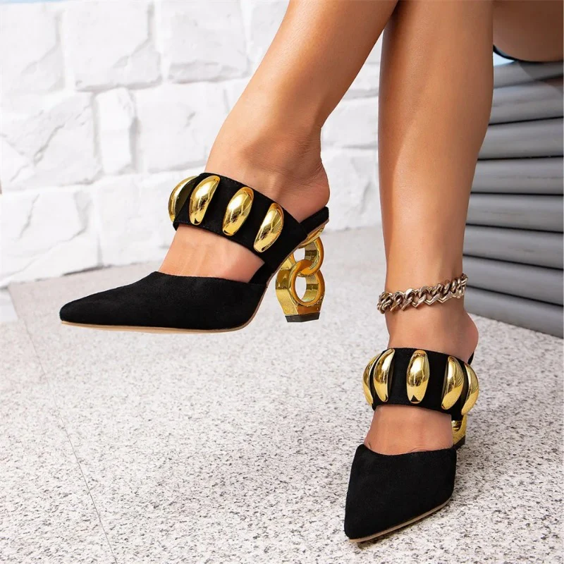 Pumps Sexy Pointed Toe Metal Decor High Heels - Afbeelding 4