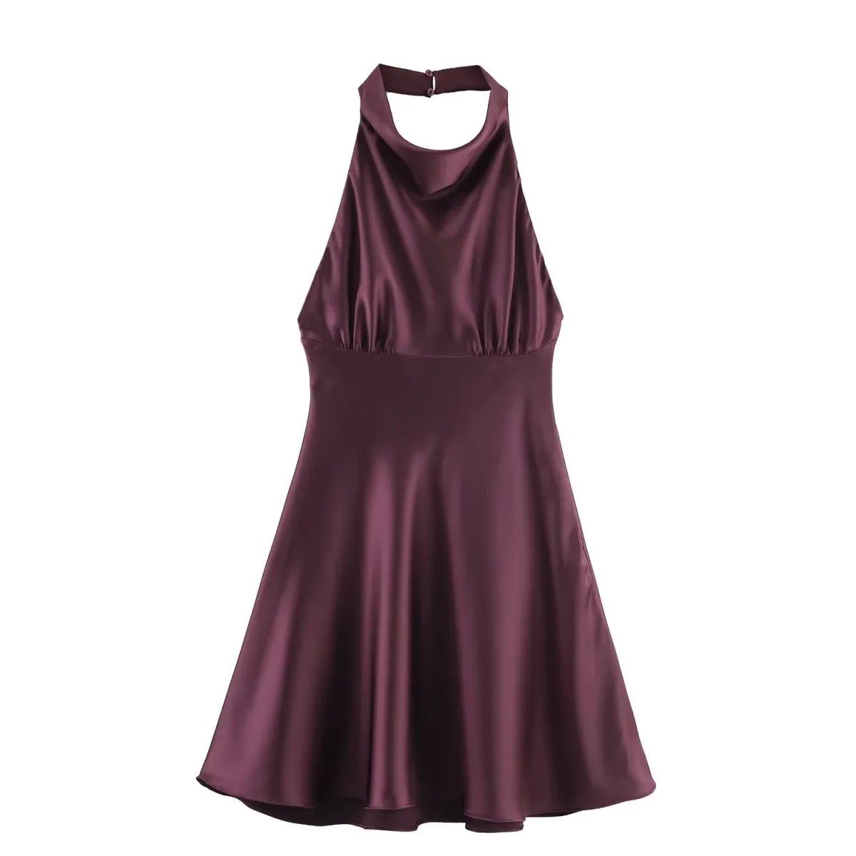 Satin Halter Mini Dress Women Ruched Party - Afbeelding 7