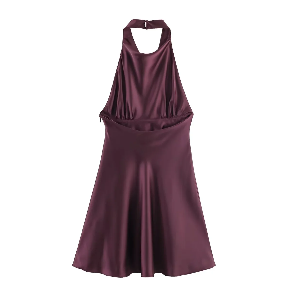 Satin Halter Mini Dress Women Ruched Party - Afbeelding 8