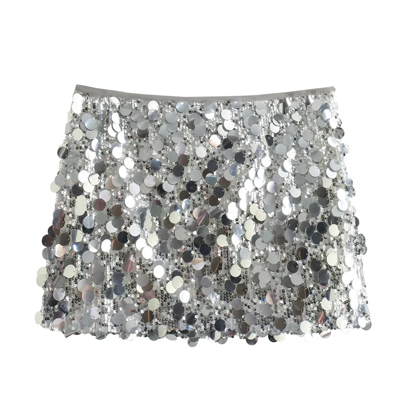 Silver Sequin Skirt Women High Waist Mini Skirt - Afbeelding 6