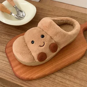 Funny Croissant Fluffy Croissant Bread Slippers